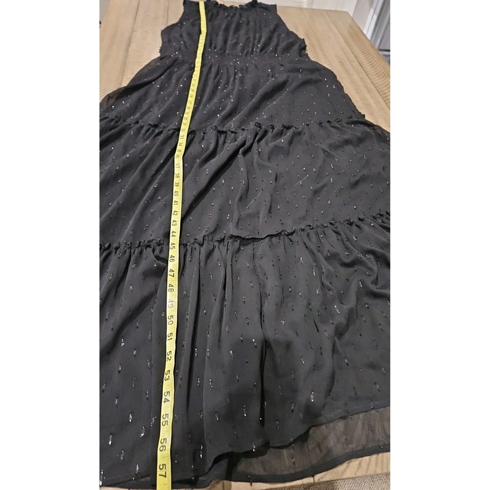 Draper James Dress XXL Black Tiered Smocked Maxi Metallic Boho Western Ethereal - Picture 13 of 14